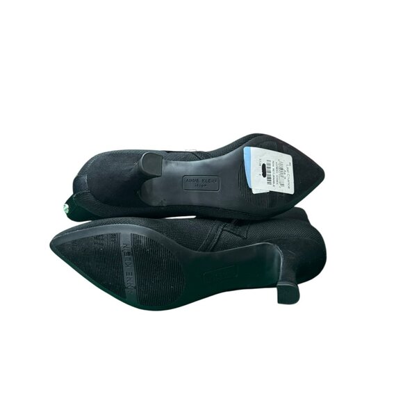 Anne Klein AK Federica Black Sock Booties | Size 6 | Kitten Heel Pointed Toe - Picture 5 of 7